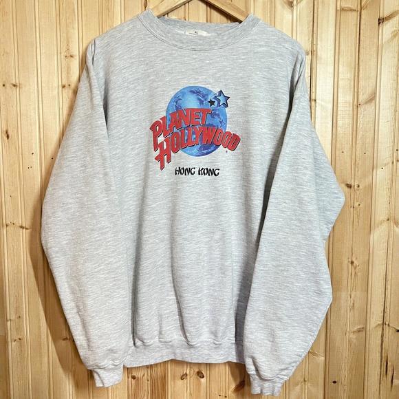 Vintage Planet Hollywood Crewneck Sweatshirt Mens XL Hong Kong Heather Gray - Picture 1 of 6